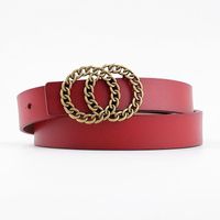 Double Loop Buckle Belt Fashion Ladies Casual Leather Cow Leather Two-layer Leather Decorative Jeans Belt sku image 2