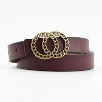 Double Loop Buckle Belt Fashion Ladies Casual Leather Cow Leather Two-layer Leather Decorative Jeans Belt sku image 11