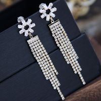 925 Silver Needle Korean Fashion Sweet Ol Shining Flower Tassel Earrings main image 5