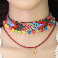 Children&#39;s Fun Geometric Color Rope Cotton Ball Double Necklace Ladies Necklace main image 2