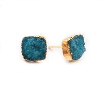 Jewelry New Small Square Natural Stone Ear Studs Bud Ear Earrings Crystal Earrings Druzy main image 5