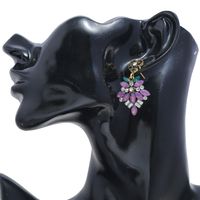 Alloy Diamond Floral Earrings For Women Retro Color Rhinestone Long Earrings main image 6