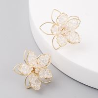 Korean Delicate Crystal Hollow Flower Earrings For Women S925 Silver Needle Earrings main image 1