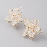 Korean Delicate Crystal Hollow Flower Earrings For Women S925 Silver Needle Earrings main image 3