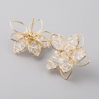 Korean Delicate Crystal Hollow Flower Earrings For Women S925 Silver Needle Earrings main image 4