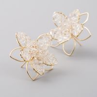 Korean Delicate Crystal Hollow Flower Earrings For Women S925 Silver Needle Earrings main image 5