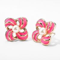 Korean New Candy-colored Earrings Dripping Oil And Pearl Sweet Earrings main image 1