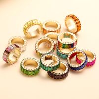New Fashion Super Flash Crystal Exaggerated Ring Vintage Gem Color Square Diamond Round Ring main image 4