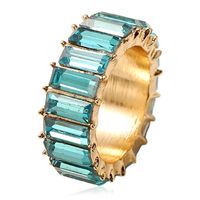 New Fashion Super Flash Crystal Exaggerated Ring Vintage Gem Color Square Diamond Round Ring main image 6