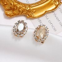 Vintage Alloy Diamond Oval Elliptical Geometric Crystal Earrings Simple Fashion Trend Earrings Wholesale main image 4