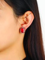 Vintage Alloy Diamond Oval Elliptical Geometric Crystal Earrings Simple Fashion Trend Earrings Wholesale main image 5