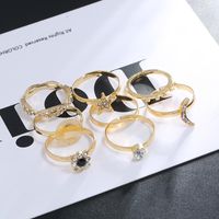 Fashion Retro Diamond Jointed Ring Set Simple Star Moon Round Geometric Ring 8 Piece Set main image 6