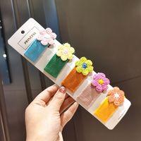 Contrast Color Flower Hair Clip Cute Knitted Flowers Bangs Clip Bb Clip Hair Clip Edge Hair Accessories Women main image 1
