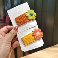 Contrast Color Flower Hair Clip Cute Knitted Flowers Bangs Clip Bb Clip Hair Clip Edge Hair Accessories Women main image 6