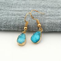 Jewelry Petite Water Drops Natural Stone Ear Studs Crystal Buds Earrings Spar Earrings Druzy sku image 1