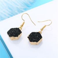 Europe Et En Amérique Croix Frontière Nouveaux Accessoires Personnalisé Naturel Pierre Imité Boucles D'oreilles Hexagonale Boucles D'oreilles Rétro Crochet D'oreille Commerce Extérieur Résine Boucles D'oreilles sku image 3