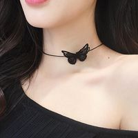 Butterfly Cotton Choker Neck Chain Collar Short Butterfly Necklace Clavicle Chain Jewelry sku image 1