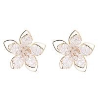 Korean Delicate Crystal Hollow Flower Earrings For Women S925 Silver Needle Earrings sku image 1