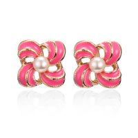 Korean New Candy-colored Earrings Dripping Oil And Pearl Sweet Earrings sku image 1