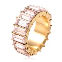 New Fashion Super Flash Crystal Exaggerated Ring Vintage Gem Color Square Diamond Round Ring sku image 1