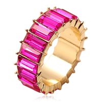 New Fashion Super Flash Crystal Exaggerated Ring Vintage Gem Color Square Diamond Round Ring sku image 2