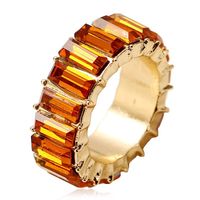 New Fashion Super Flash Crystal Exaggerated Ring Vintage Gem Color Square Diamond Round Ring sku image 6