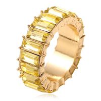 New Fashion Super Flash Crystal Exaggerated Ring Vintage Gem Color Square Diamond Round Ring sku image 7
