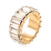 New Fashion Super Flash Crystal Exaggerated Ring Vintage Gem Color Square Diamond Round Ring sku image 10