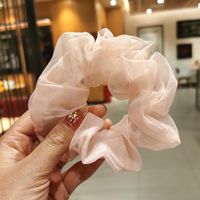 Ins Organza Dickdarm Haar Kreis Weibliche Einfarbige Einfache Netto-promi-krawatten Haare Gummibänder Kopfs Eil Haars Eil Ledertasche Haarschmuck sku image 4