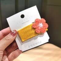 Contrast Color Flower Hair Clip Cute Knitted Flowers Bangs Clip Bb Clip Hair Clip Edge Hair Accessories Women sku image 2