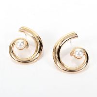 Korean Simple Earrings Exaggerated Imitation Pearl Geometric Semicircle Earrings For Women main image 3