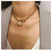 Europäische Und Amerikanische Grenz Überschreitende Einfache Doppel Ring Anhänger Legierung Serie Halskette Mode Einfache Frau 13990 main image 1