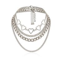 New Fashion Hip-hop Geometric Suit Item Decorated Simple Peach Heart Hollow Multilayer Chain Necklace Women main image 4
