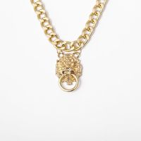 New Fashion Single-layer Punk Lion Head Necklace Hip-hop Trend Exaggerated Three-dimensional Necklace Women main image 5