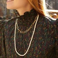 Korean Pearl Long Money Chain Simple Sweater Chain Large Pearl Beaded Necklace Wholesale main image 1
