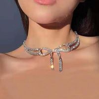 Nueva Moda De Diamantes De Imitación Arco Y Collar De Diamantes Sexy Cadena De Clavícula De Cristal Para Mujeres Al Por Mayor main image 2