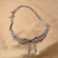 New Fashion Rhinestone Bow And Diamond Necklace Sexy Crystal Clavicle Chain For Women Wholesale main image 5