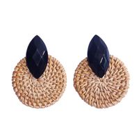 Geometric Exaggerated Resin Rattan Earrings For Women Round Retro Earrings Jewelry main image 6