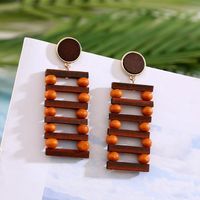 New Geometric Square Handmade Wooden Beads Korean Earrings Women Jewelry main image 1