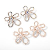 Korean New Style Diamond Earrings 925 Silver Needle Hypoallergenic Flower Pearl Fashion Earrings Wholesale main image 3