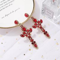 New Fashion Cross Diamond Retro Palace Hollow Wild Fresh Earrings Wholesale main image 4