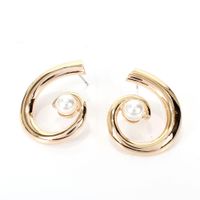 Korean Simple Earrings Exaggerated Imitation Pearl Geometric Semicircle Earrings For Women sku image 1
