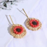 Korean Long Geometric Sunflower Rattan Flower Earrings Female Retro Vintage Earrings Wholesale sku image 2
