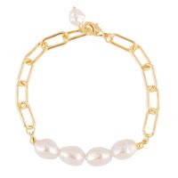 Handmade Natural Pearl Baroque Small Pearl Bracelet Gold-plated Simple Retro Significant Temperament Hand Jewelry Female Wild sku image 4