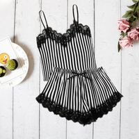 New Sexy Lingerie Breathable Cute Strap Sexy Suit Female Thin Section Fashion Striped Chiffon Pajamas main image 3