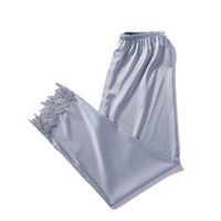 Ladies Simulation Silk Pajamas Matching Trousers Print Cropped Pants Lace Lace Silk Pants Wholesale main image 4