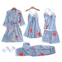 Women&#39;s Pajamas Printing Sexy Suspenders Short Suspenders Pajamas Five-piece Multi-suit Home Service main image 2