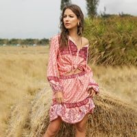 Bohemian Printed Lantern Loose Long-sleeved Women's Skirt Tops Two Suits main image 6