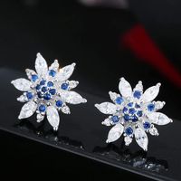 Yi Wu Jewelry Korean Fashion Sweet Ol Simple Bright Sun Flower Zircon Earrings Wholesale main image 1
