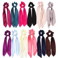 New Fashion Simple Ribbon Hairband Bow Satin Solid Color Long Ribbon Cheap Hairband Wholesale main image 1